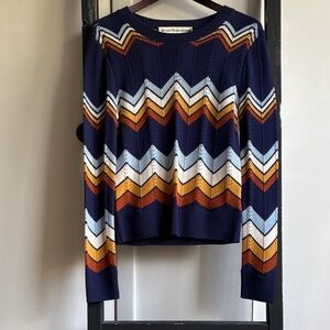 NWOT Stoned Immaculate- Navy, Orange, Cream, Yellow & Baby Blue Knit Sweater